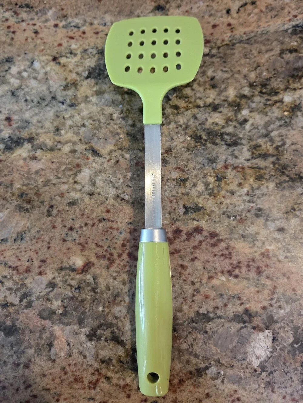 Oneida Silicone Slotted Spatula With Stainless Steel Handle Green Colorful 13